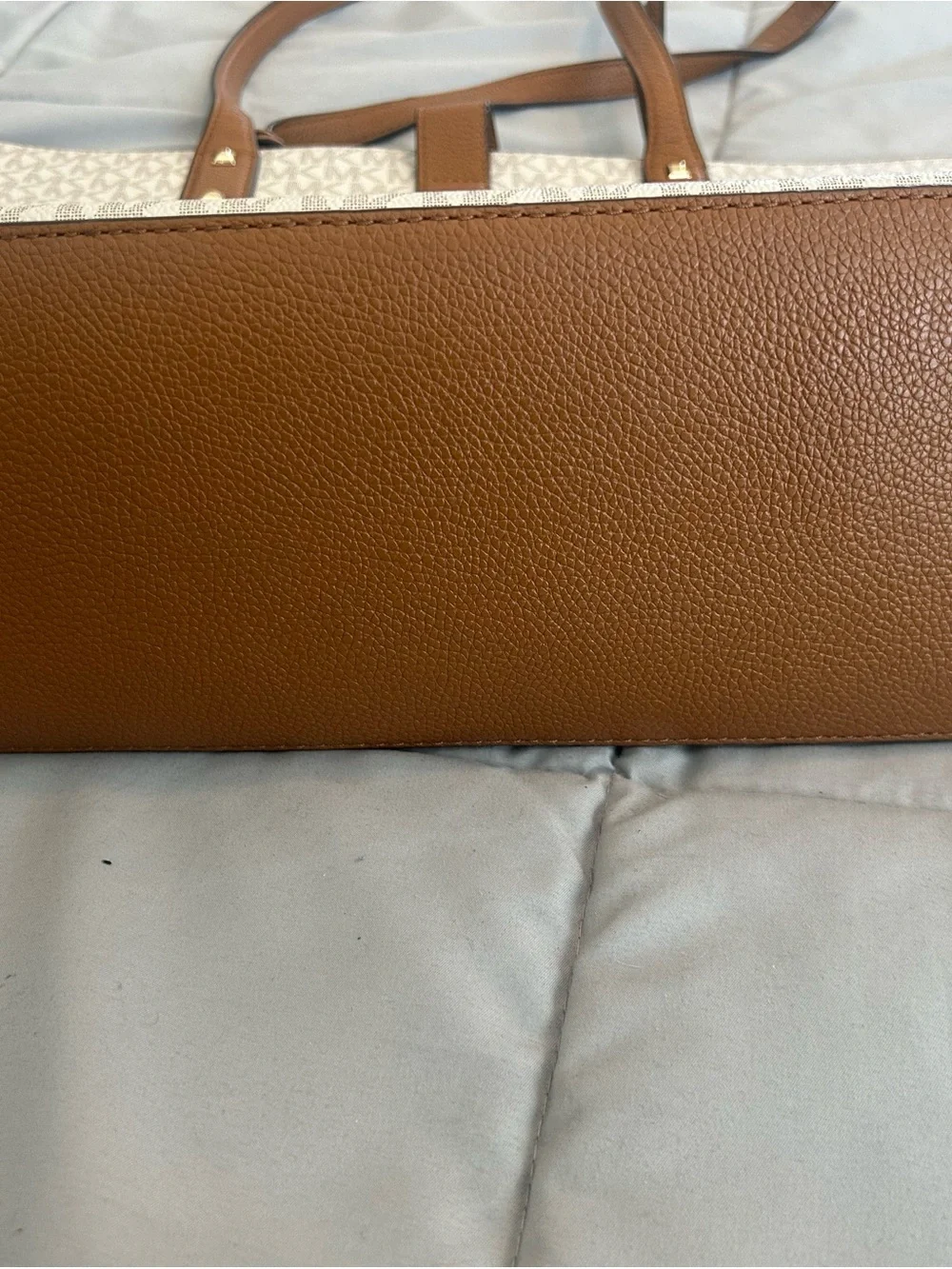 Michael Kors Cream and Brown Signature MK Tote
